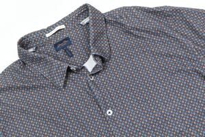 GoodMan Brand Shirt Mens XL Black Geometric Stretch Short Sleeve Button-Up